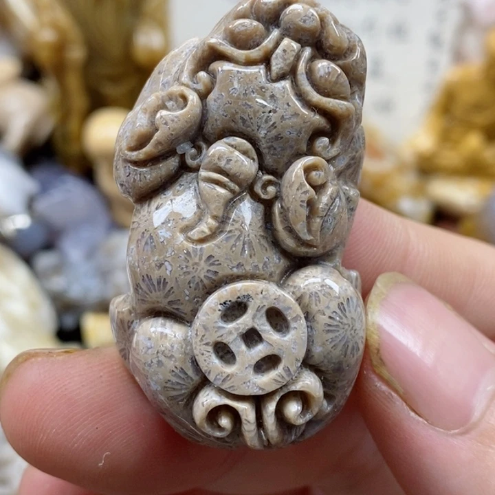 颈饰未镶嵌硅化珊瑚（珊瑚玉）