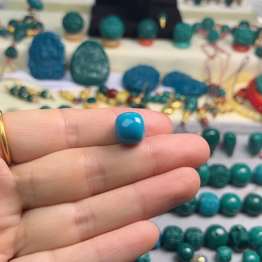 琉璃手工艺品状*12蓝绿色老型一个