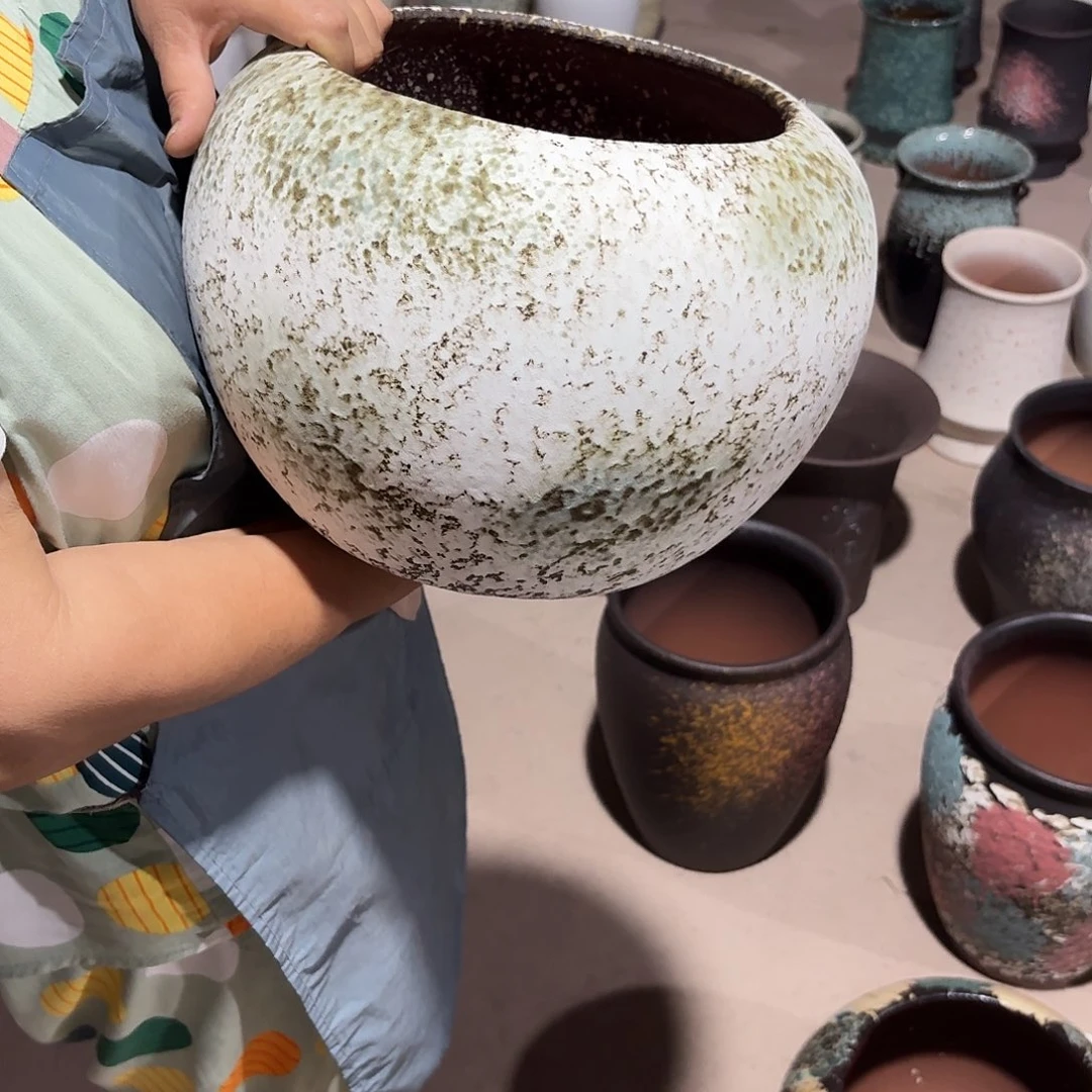 紫砂花盆口21高23