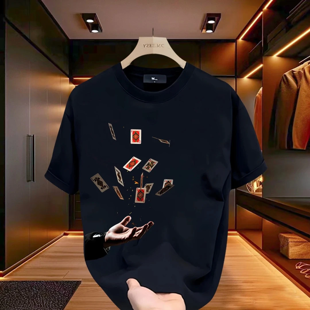 网红款男装T恤短袖男款爆款2025新款休闲100%纯棉重磅时尚修身潮