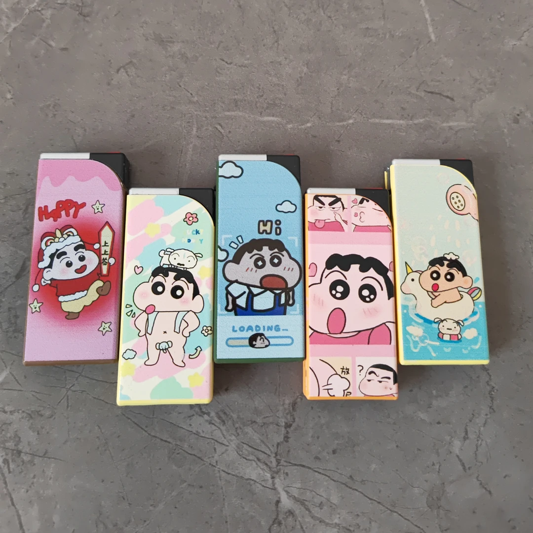网红蜡笔小新单面印刷背面哑光印刷系列蓝焰直冲单面火机