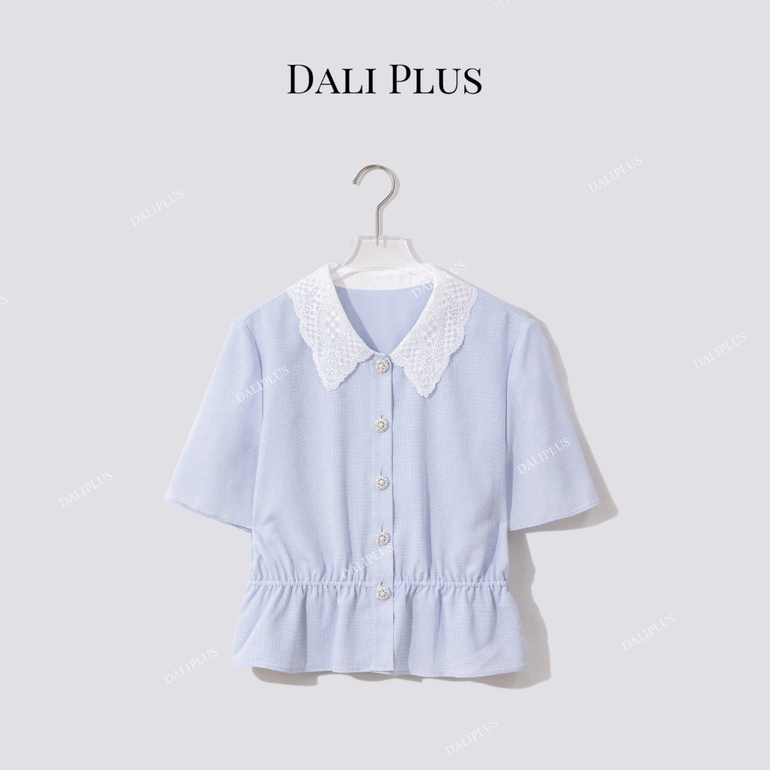 DALI PLUS“蓝蕾小香”收腰麻肌理薄款短外套-D5ST1155