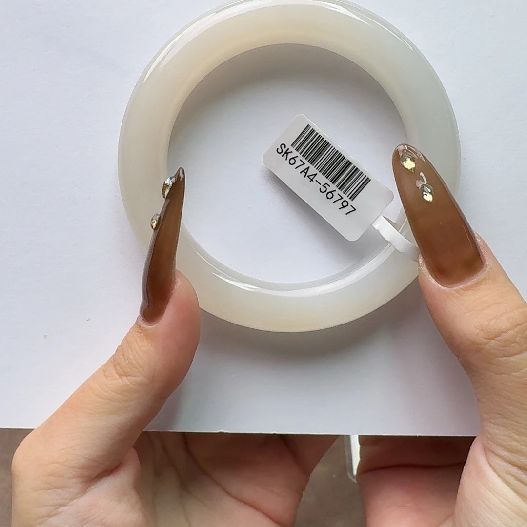 和田玉未镶嵌手镯藕粉57