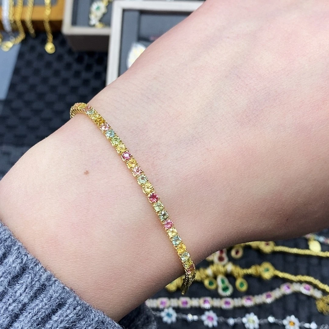 碧玺银S925镶嵌手链