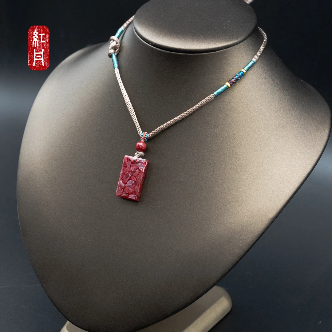 含辰砂工艺品晶体砂全透小无事牌[红丹朱砂]