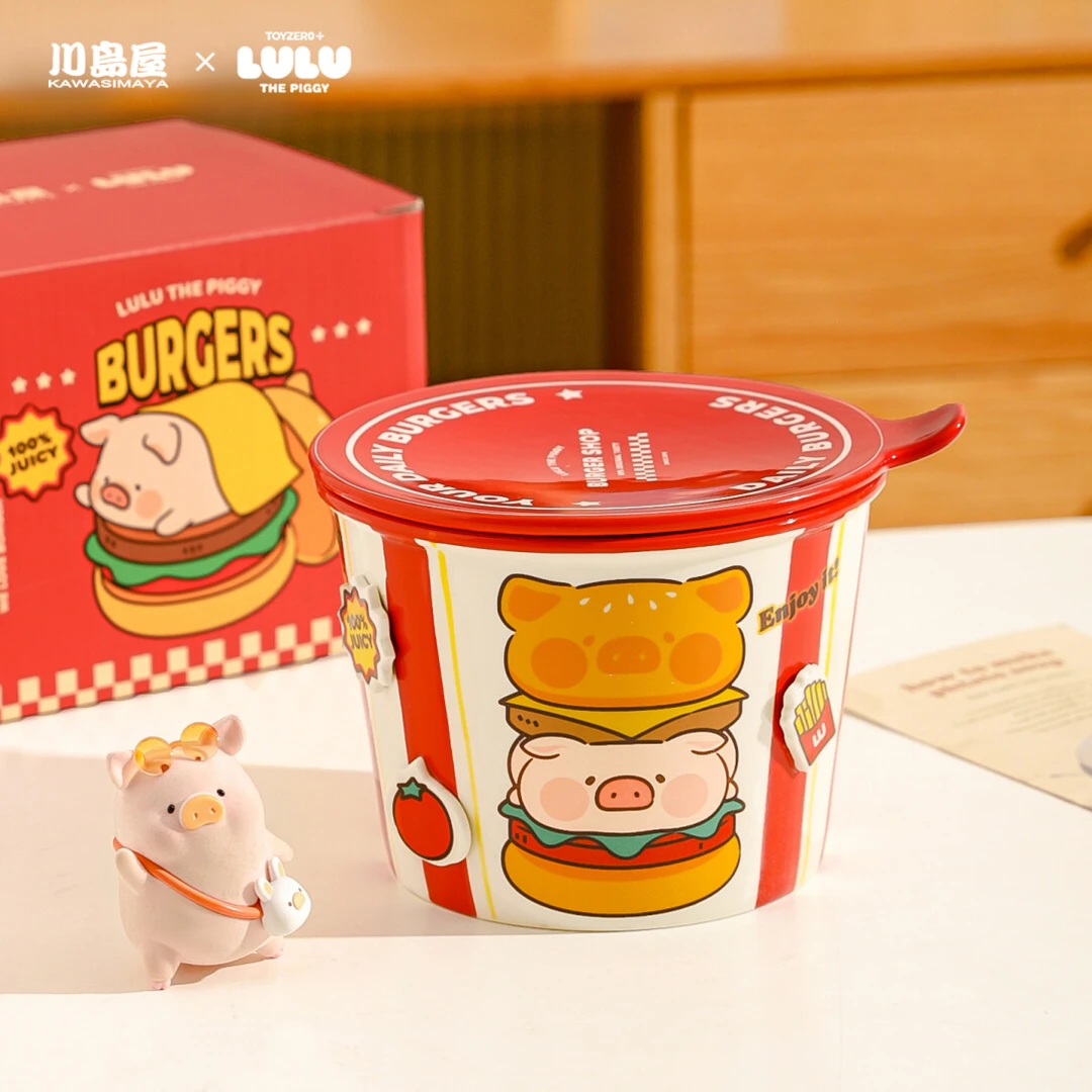 川岛屋&lulu猪联名 陶瓷泡面碗带盖高颜值微波炉专用碗宿舍用学生