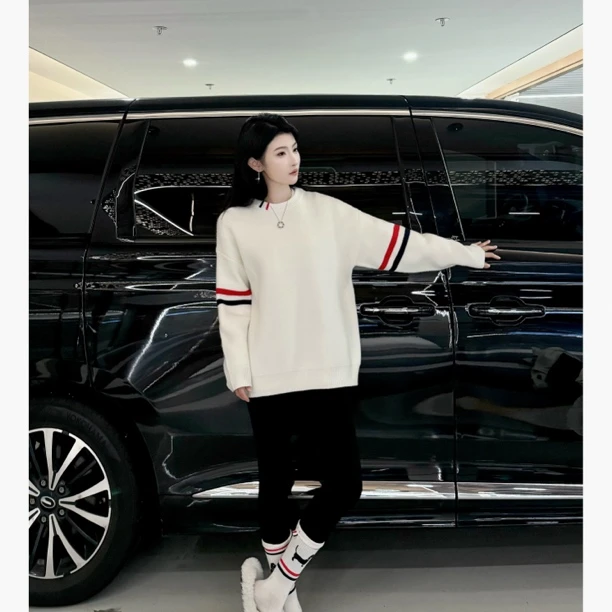 SUXIAOHAN秋冬新款双杠保暖加厚毛衣男女同款816