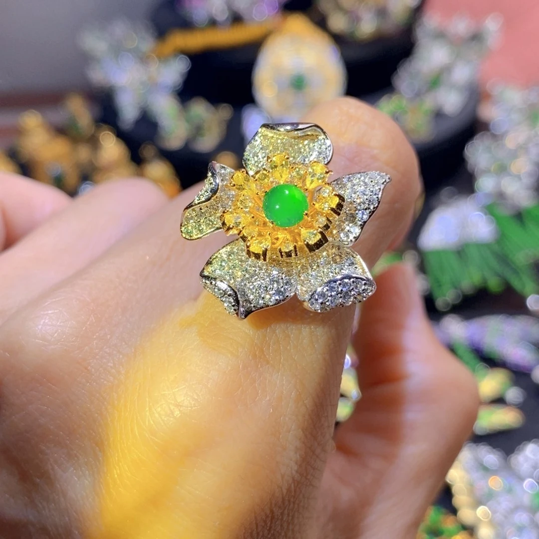 吊坠(不含链)银S925镶嵌翡翠