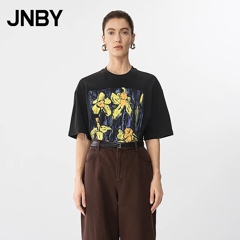【商场同款新品】JNBY/江南布衣25春圆领T恤水仙花短袖5P1112400
