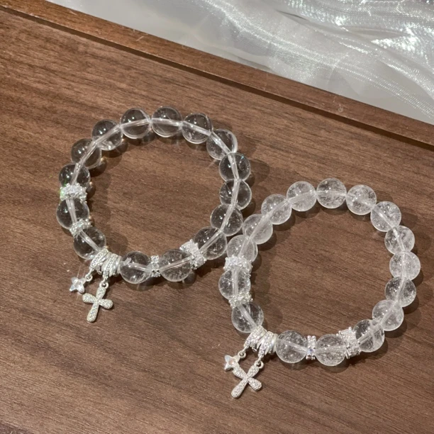 SG2337-［祈雪］白水晶合金锆石手串均有色差瑕多样性发