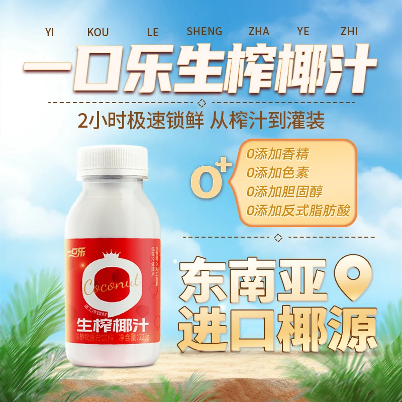 禅宝一口乐生榨椰子汁椰汁椰奶东南亚进口椰源植物蛋白饮品饮料