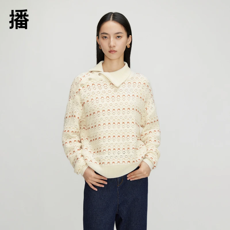 【达人专属】播羊毛针织衫女小众别致宽松毛衣BDQ3SD0472