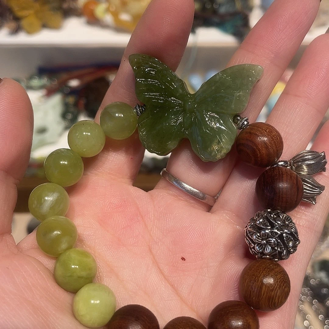 蛇纹石玉合金颈饰