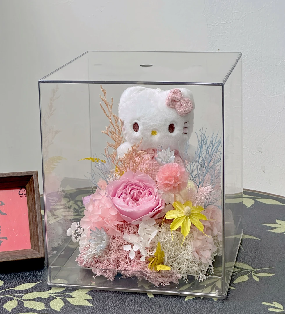 永生花永生花花束礼盒KT猫粉色系送朋友爱人闺蜜女友生日礼物