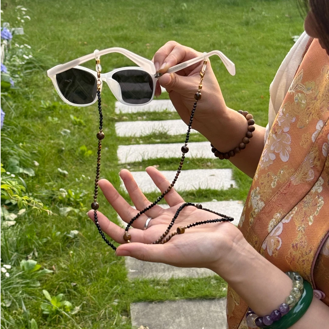 手工串珠轻奢美拉德时尚百搭挂脖眼镜链配首饰盒家居创意摆件