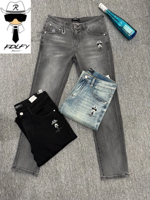 【欧洲名店】FDLFY老佛爷2027高品质三色薄款柔软弹力男士牛仔裤