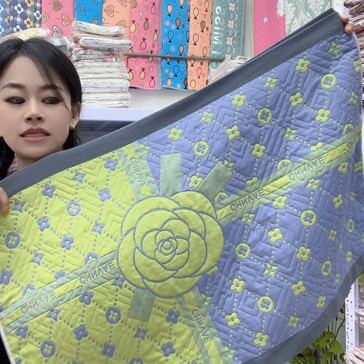 棉绿色大玫瑰纯棉