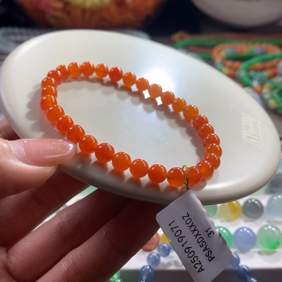 翡翠未镶嵌手链胶润细腻满色枫叶红卡5.5-6