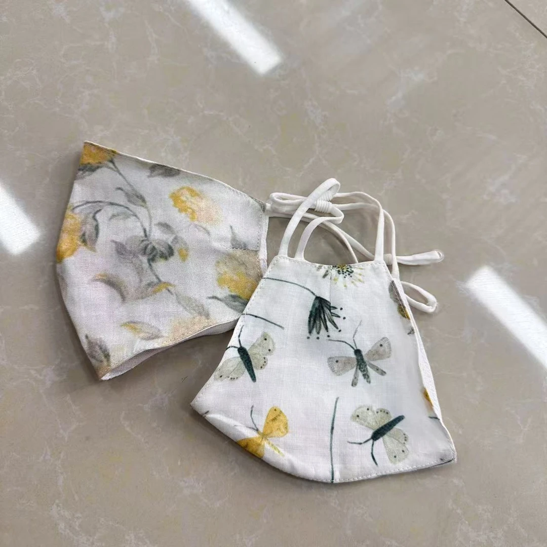 K012 双层细纱汉麻口罩两只