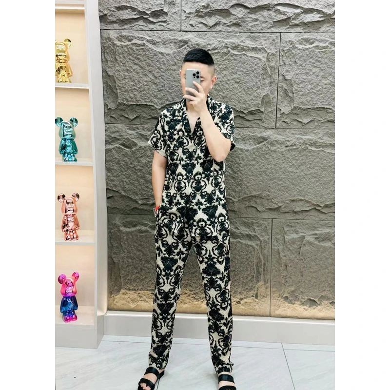 【1593】春夏可外穿舒适时尚家居服睡衣套装男士时尚休闲轻薄透气