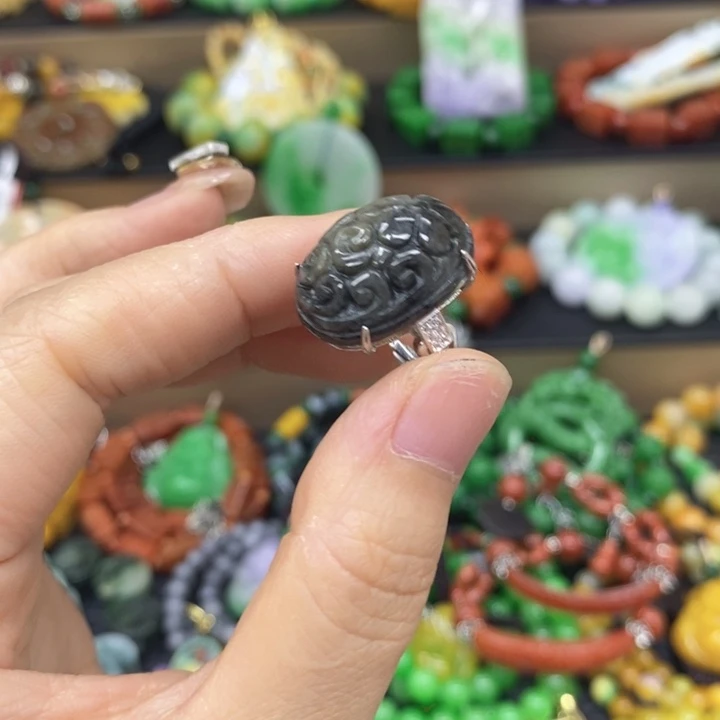 佛***渡翡翠未镶嵌耳饰戒指29