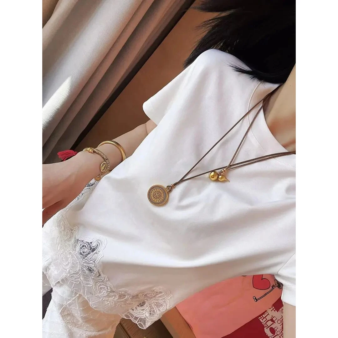 【专柜品质】2025春夏新款欧若风下摆波浪蕾丝拼接短袖上衣