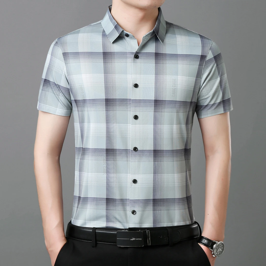 2239短袖中年男士商务休闲时尚薄款无痕职业衬衣