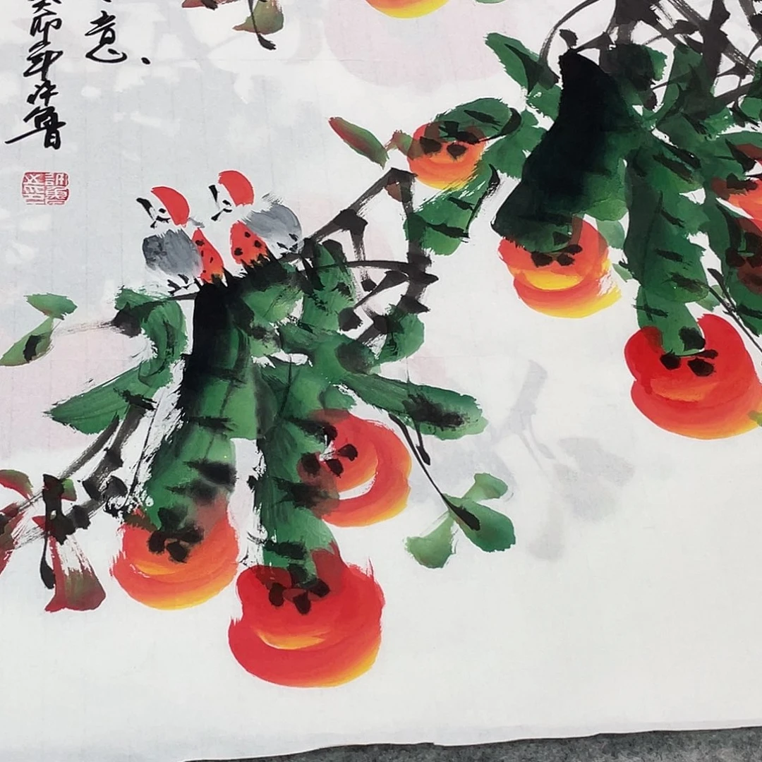 国画纯手绘的花鸟山水