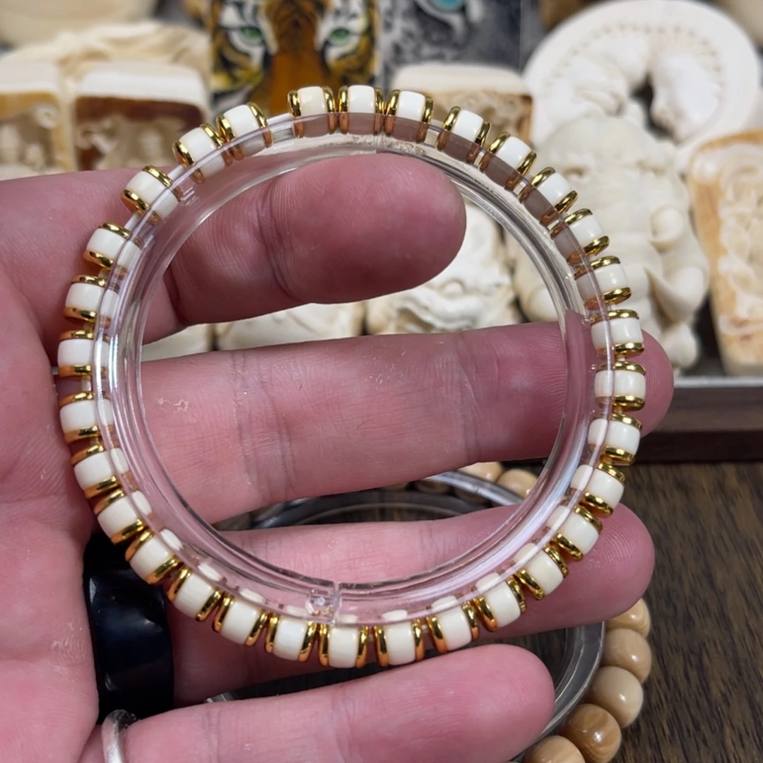 猛犸象牙手串/手链/手镯铜盾单圈