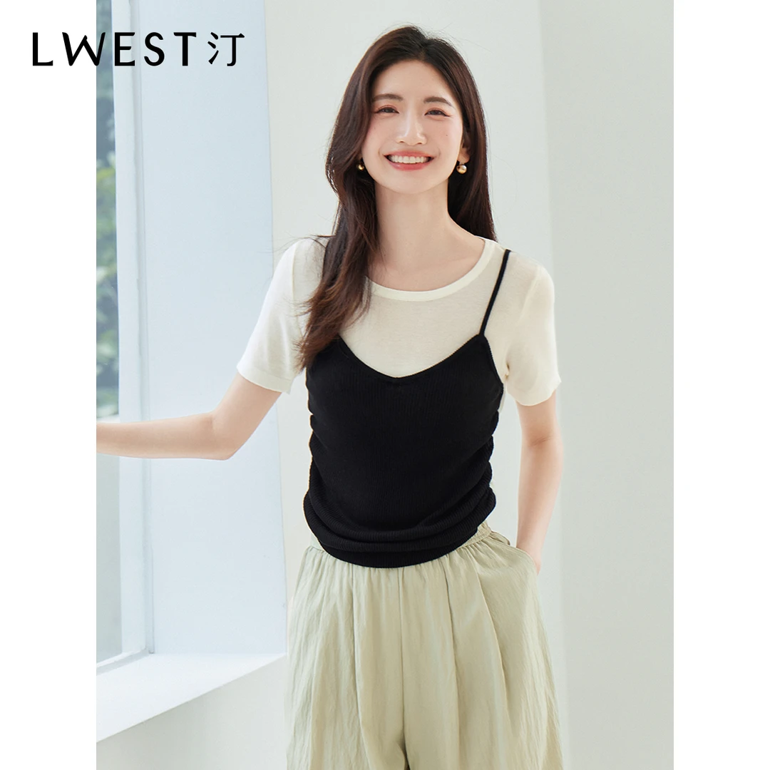 【品牌女装】朗文斯汀时尚撞色假两件针织衫DZMZ4205D09051