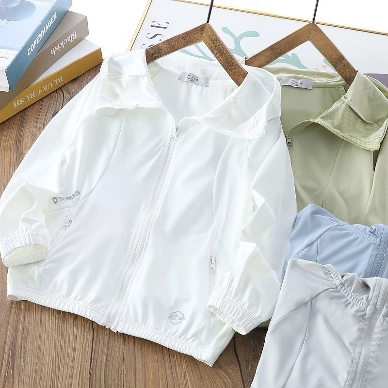 薄款透气防晒衣2025春夏夏季冰感连帽外套中大儿童防紫外线皮肤衣