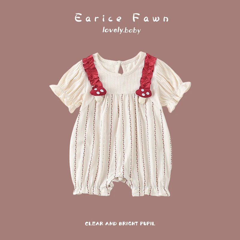 YM婴儿衣服夏季宝宝薄款连体衣洋气超萌哈衣满月百天爬爬服外出短