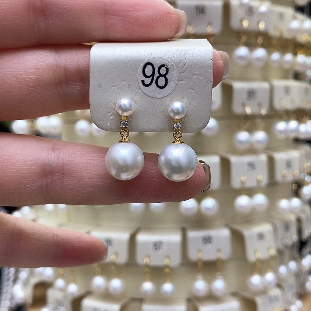 银S925镶嵌淡水珍珠耳饰