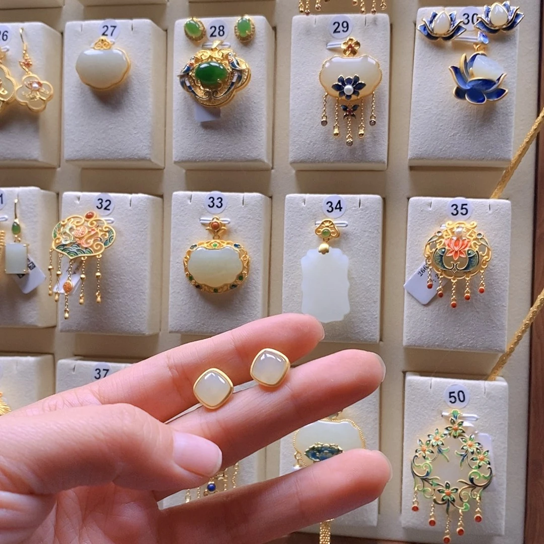 和田玉颈饰银S925镶嵌