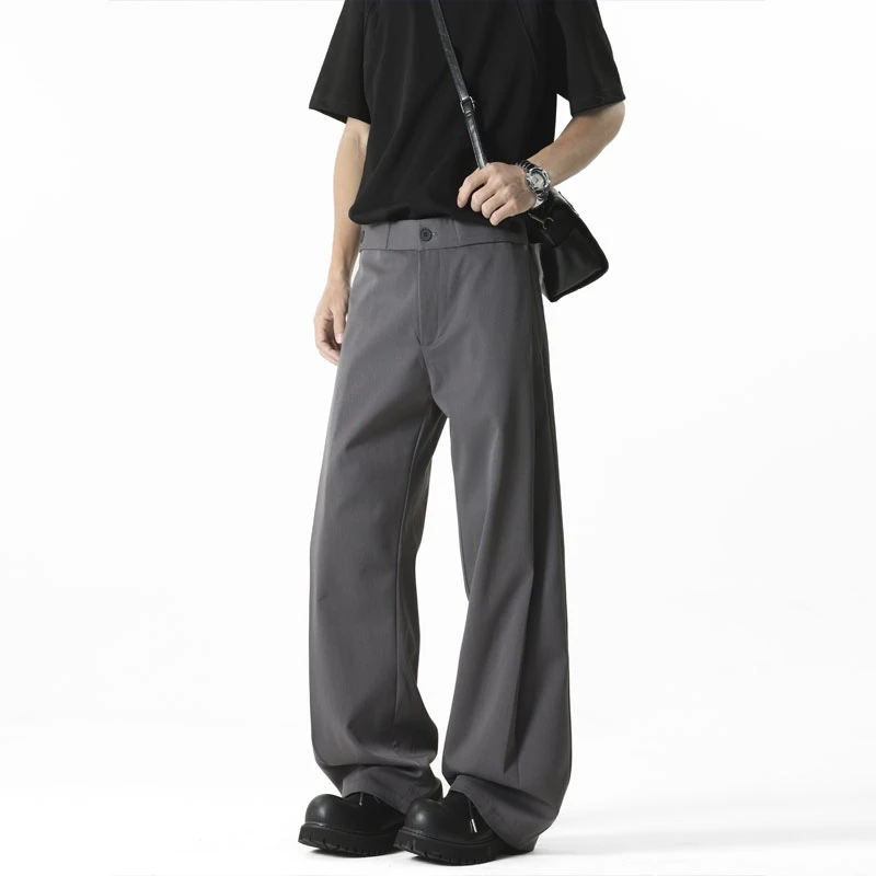 美式高街阔腿西裤男夏季薄款潮牌宽松高级感休闲裤痞帅垂感拖地裤