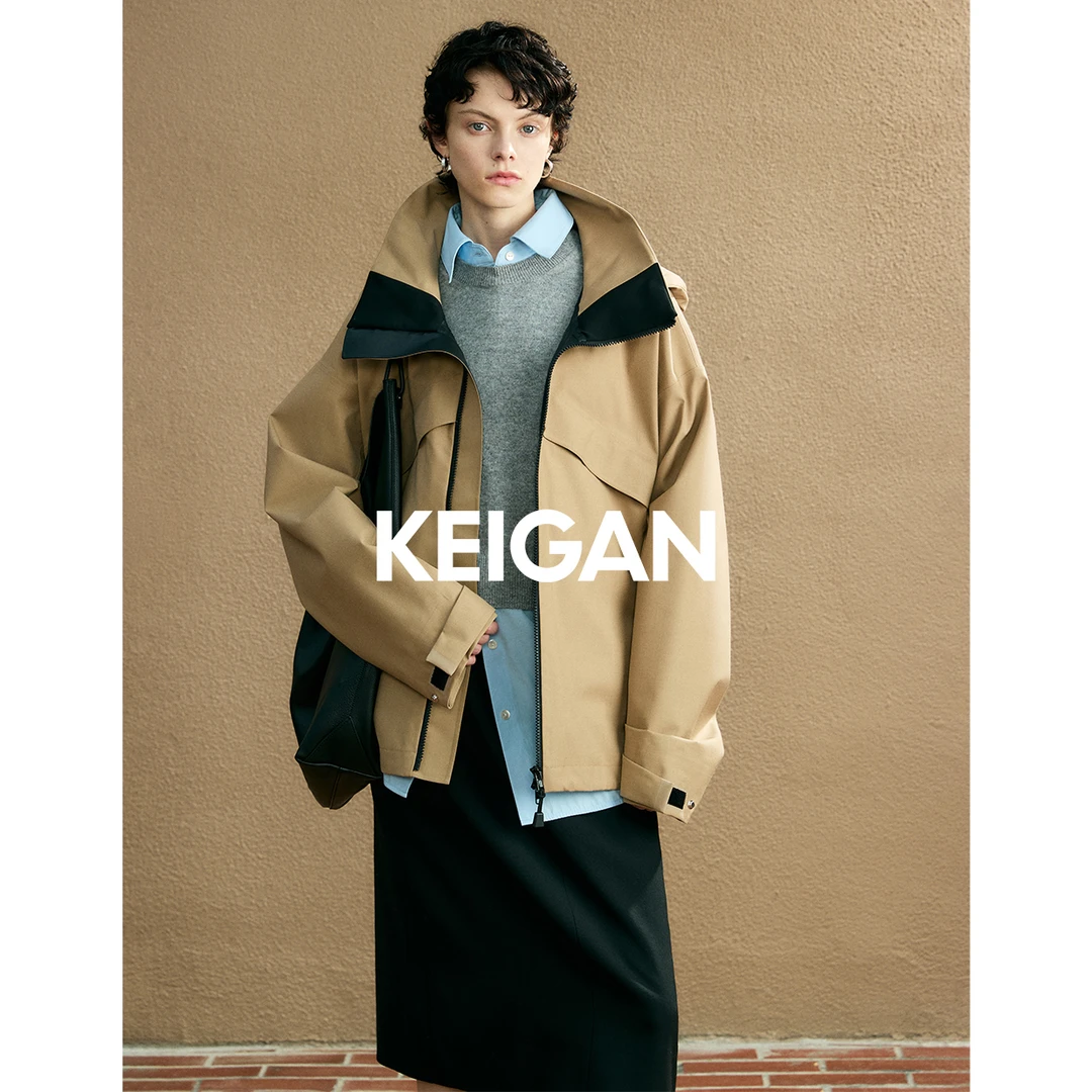 KEIGAN/开间冲锋夹克外套休闲百搭复古宽松秋冬拼接撞色拼色休闲