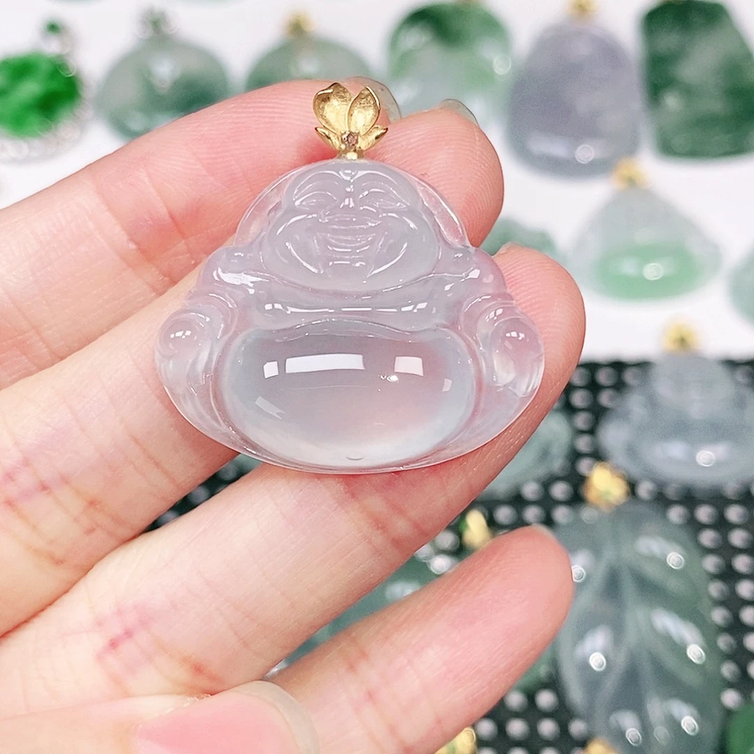 吊坠(不含链)18K金镶嵌翡翠