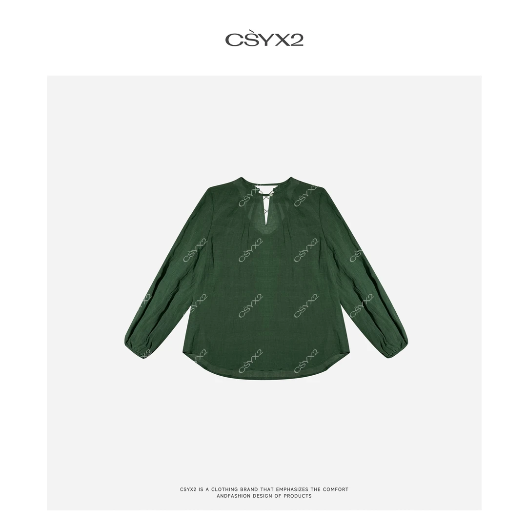 CsyX2-2025S/S夏季新款气质时尚“因特拉肯”小V领衬衫CZ5XC005