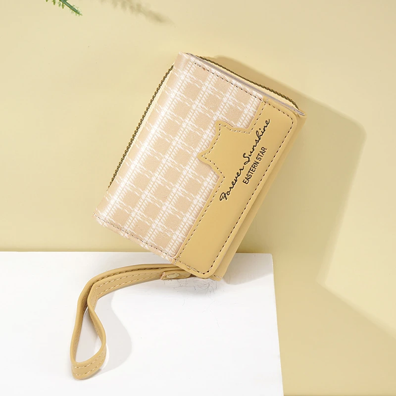 小清新学生新款女士小钱包复古猫咪布艺拉链包多功能多卡位零钱夹