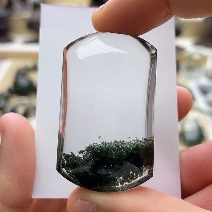 未镶嵌颈饰水晶绿幽灵无事牌定制