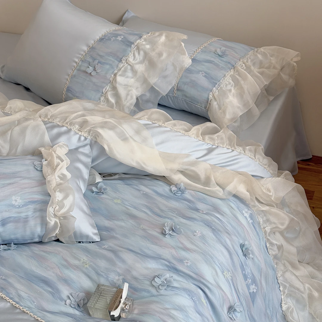 高端100兰精天丝四件套床单凉感被套罩夏季裸睡床上用品