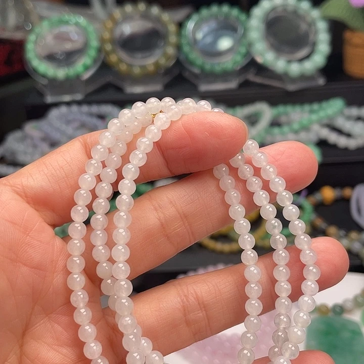 翡翠未镶嵌手链白冰珠链