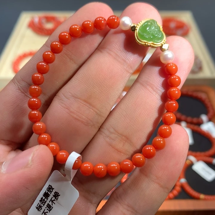 南红玛瑙银S925镶嵌单圈5mm➕冷水河柿子红diy