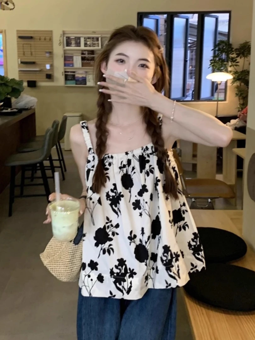 女夏吊带背心女胖mm大码遮肚子外穿遮肉短款宽公显瘦雪纺百搭上