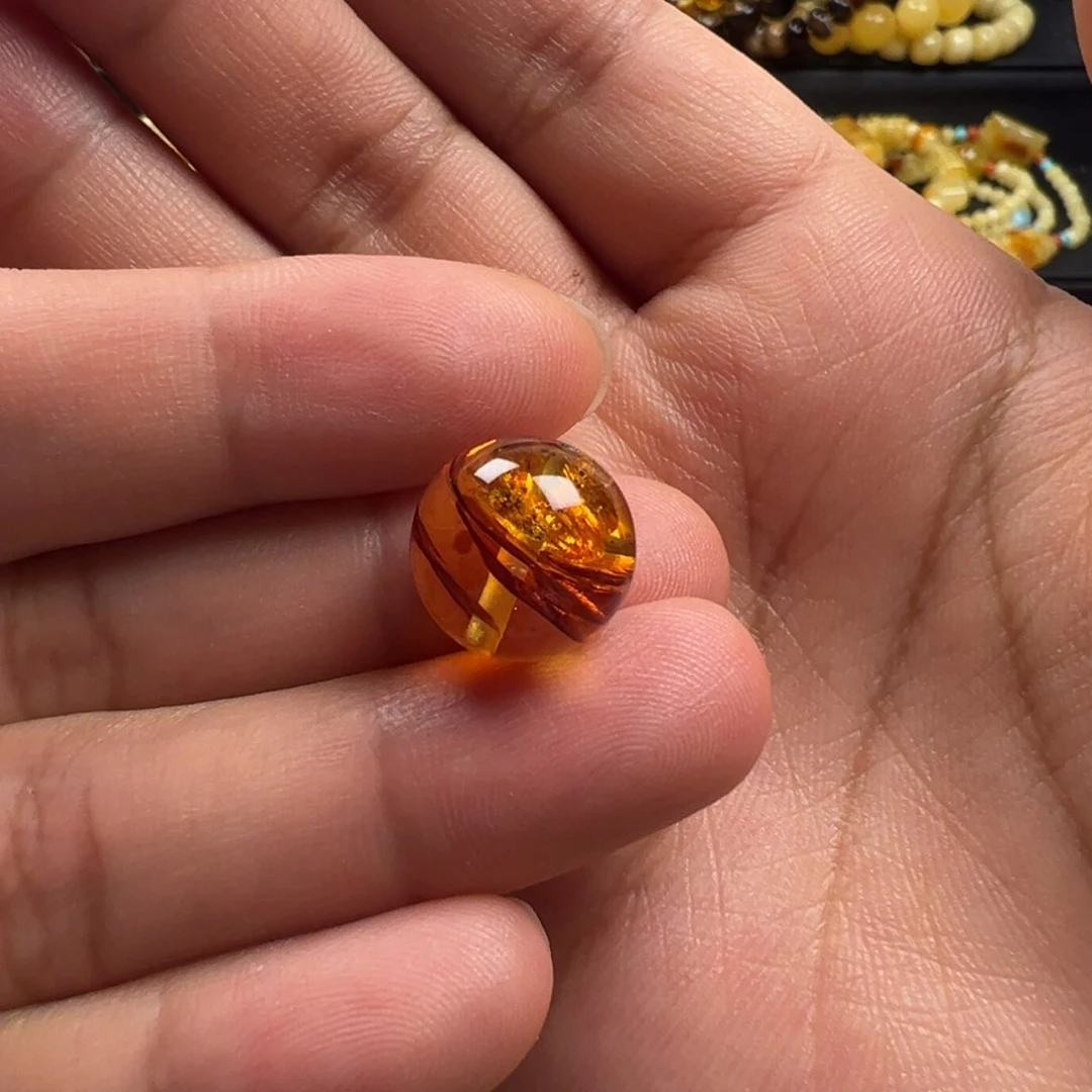 琥珀（花珀）颈饰未镶嵌散珠12mm+