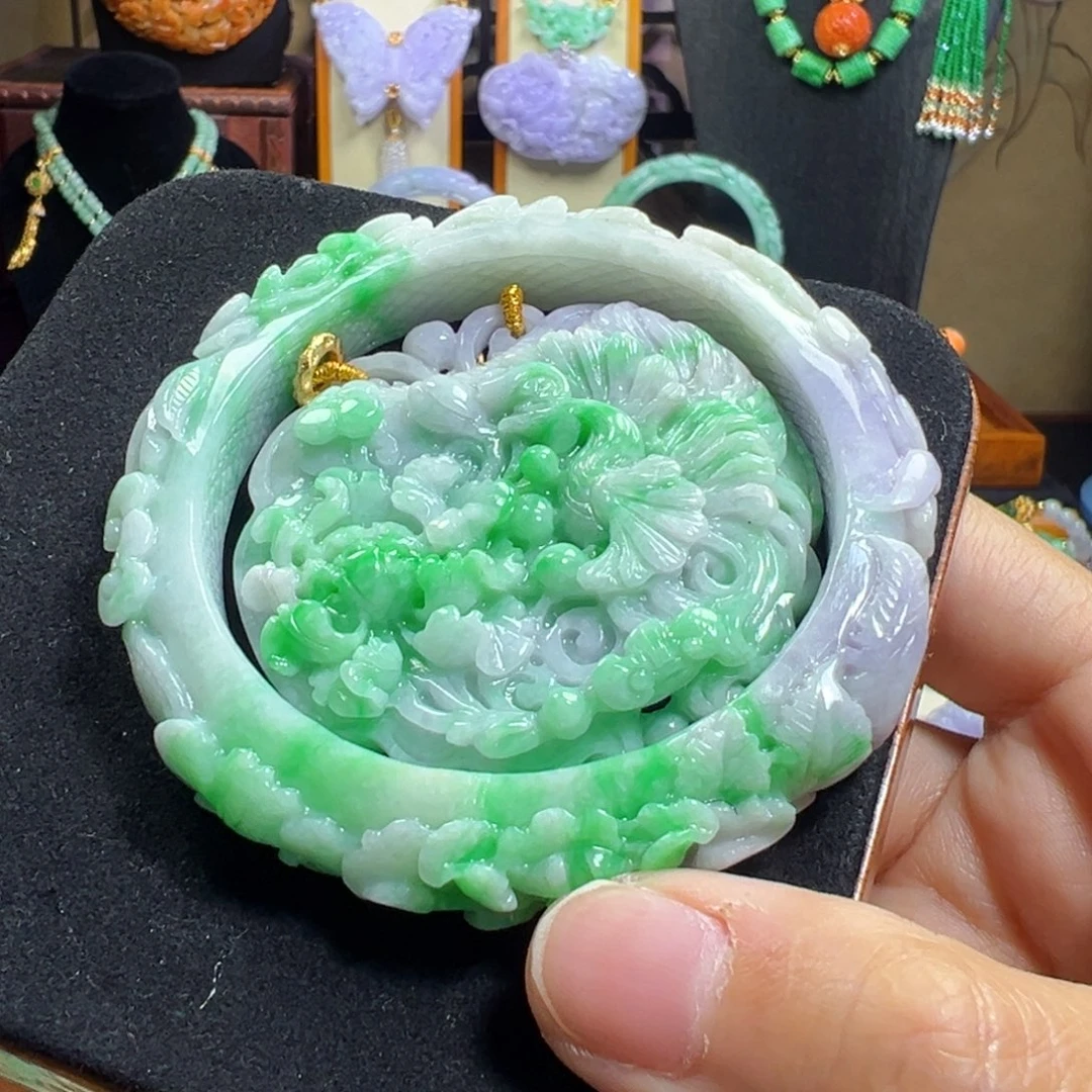 翡翠未镶嵌毛衣链高品春彩套镯