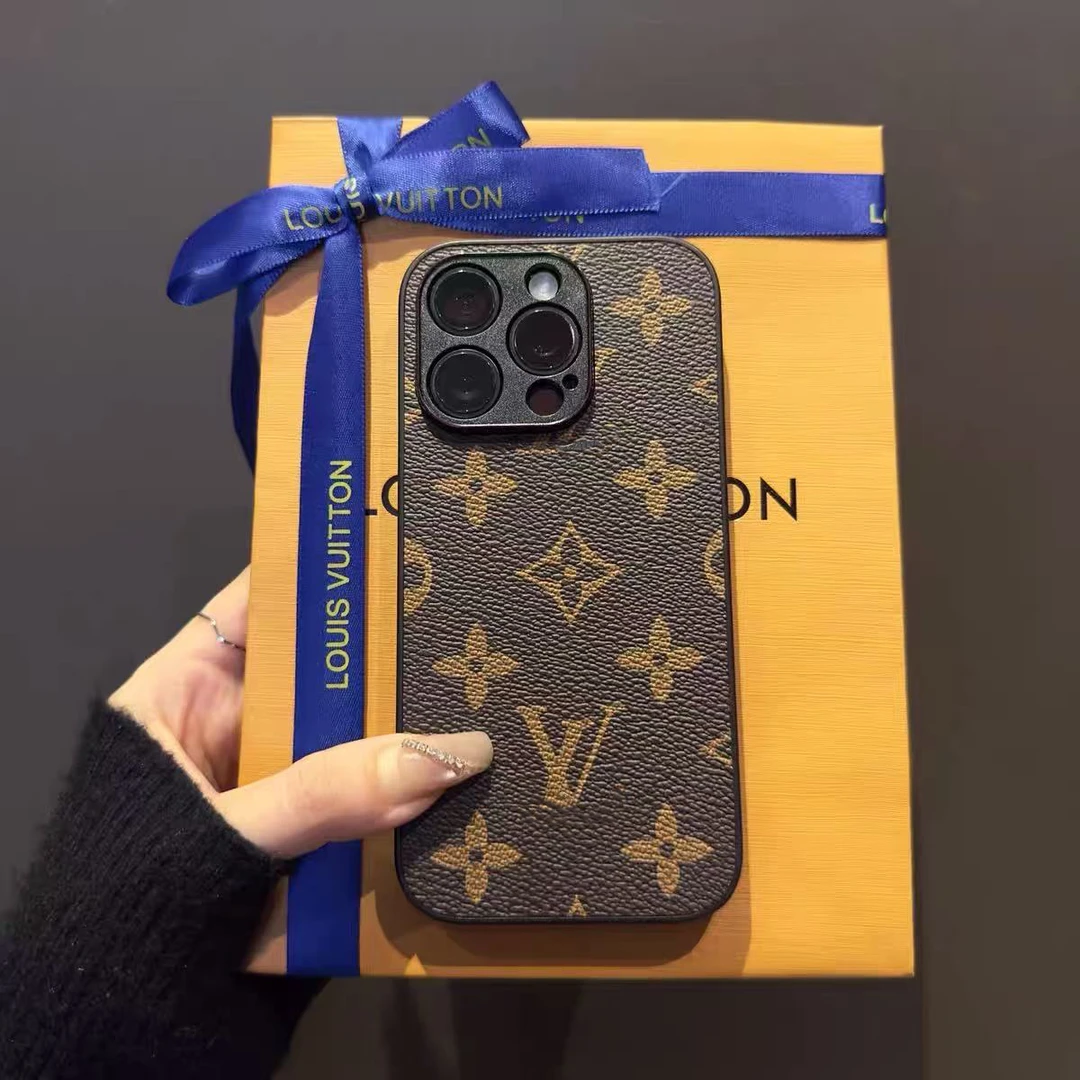 经典老花皮质适用苹果16promax手机壳防摔14奢华全包iPhone15高级