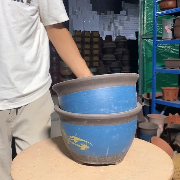 25-25蓝色牡丹花花盆