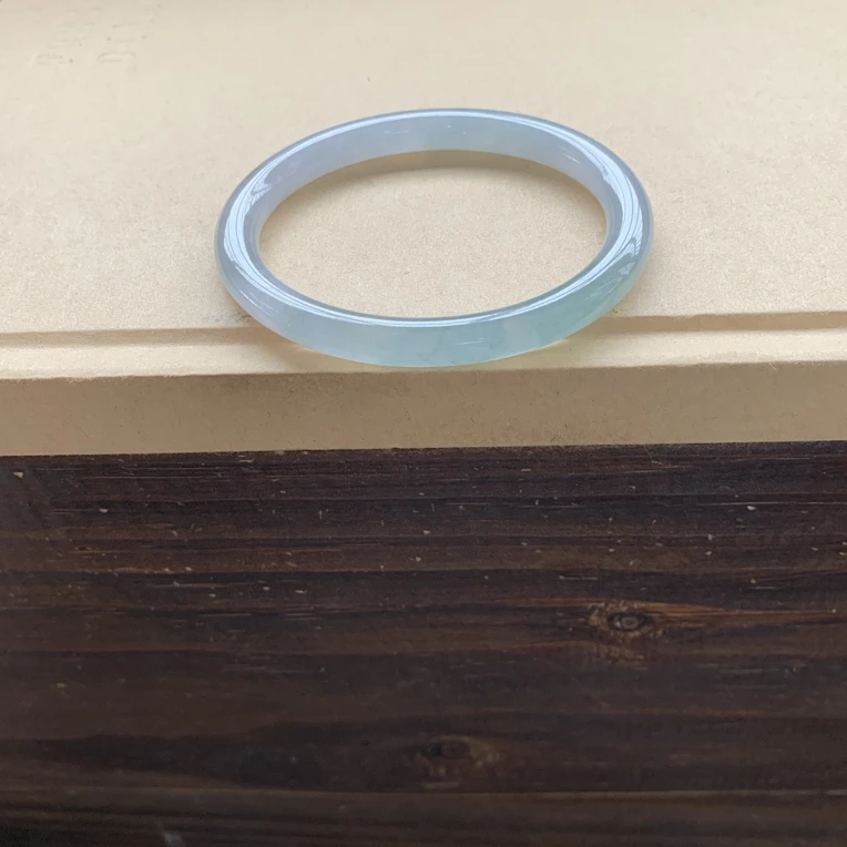 糯冰种水贵妃圆条手镯2980圈口53.2-46.1-6.3-6.3天然翡翠缅A小纹