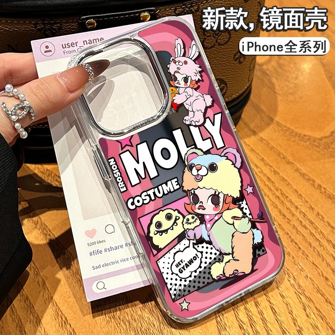 玩偶莫莉适用苹果16/15手机壳iPhone13/12透明电镀XS/XR软壳11/8P